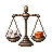 A balance scale with a brick outweighing feathers